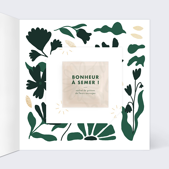 Carte de vœux entreprise Mains planète graines Intérieur Droit