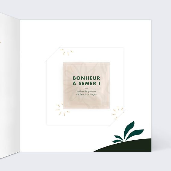 Carte de vœux entreprise Projets grandissants avec graines Intérieur Droit