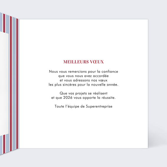 Carte de vœux entreprise Rayures chic Intérieur Droit