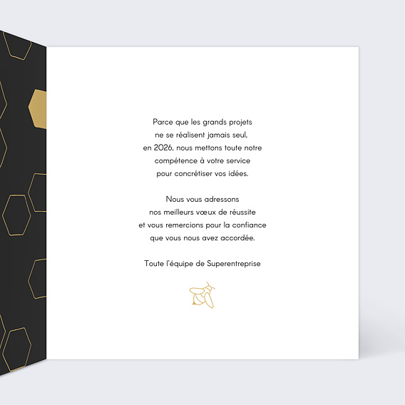 Carte de vœux entreprise Ruche Intérieur Droit