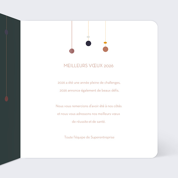 Carte de vœux entreprise Suspensions Intérieur Droit