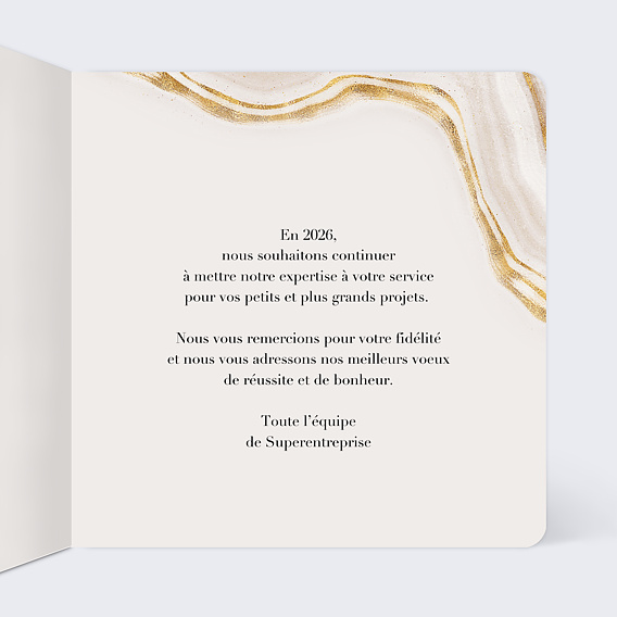Carte de vœux entreprise Texture dorée Intérieur Droit