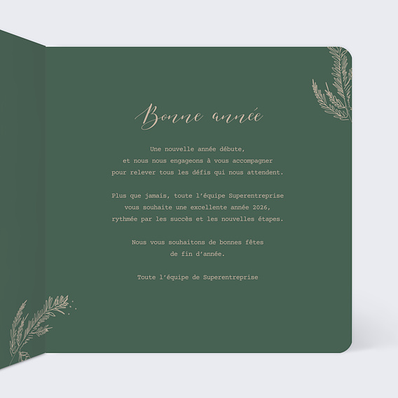 Carte de vœux entreprise Végétal Minimaliste Intérieur Droit