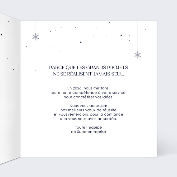 Carte de vœux entreprise Voeux Enneigés Intérieur Droit