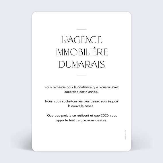 Carte de vœux entreprise Immobilier Voeux Verso