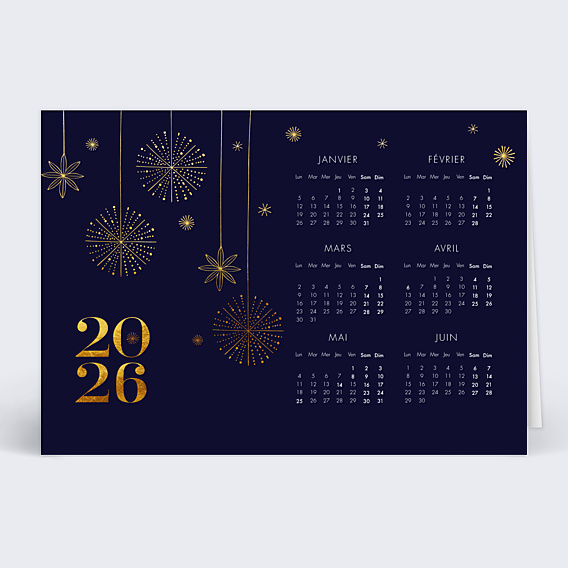Carte de Voeux Entreprise Calendrier Étoiles Suspendues
