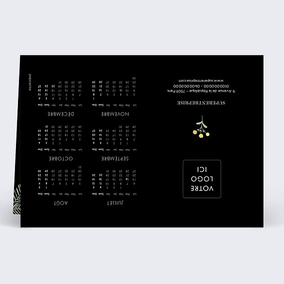 Carte de Voeux Entreprise Calendrier Cadre Floral Élégant