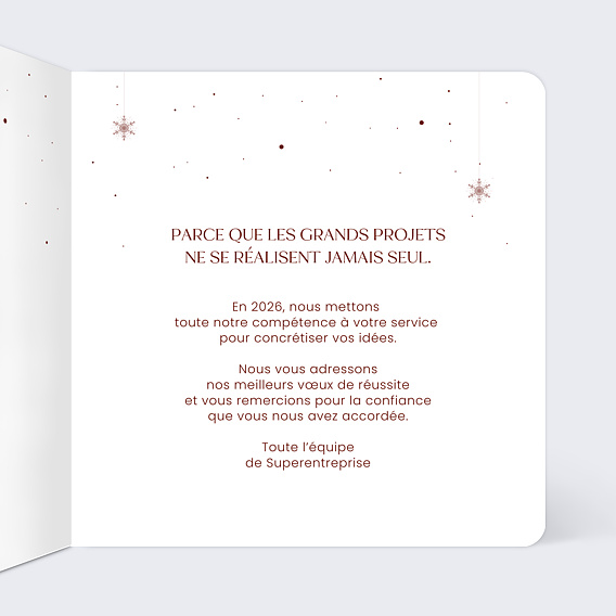 Carte de vœux entreprise Voeux enneigés rouge Intérieur Droit