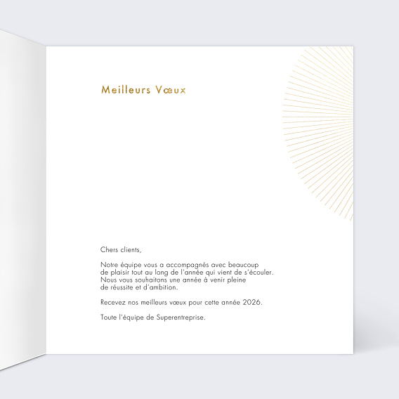 Carte de vœux entreprise Découpe Décennie Intérieur Droit