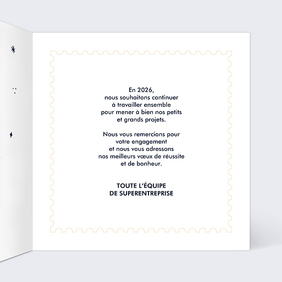 Carte de vœux entreprise Découpe tickets d'or Intérieur Droit