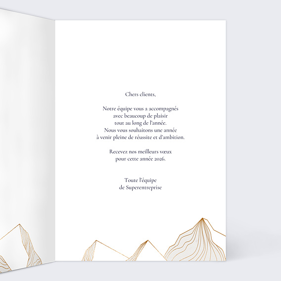 Carte de vœux entreprise Montagnes d'or Intérieur Droit