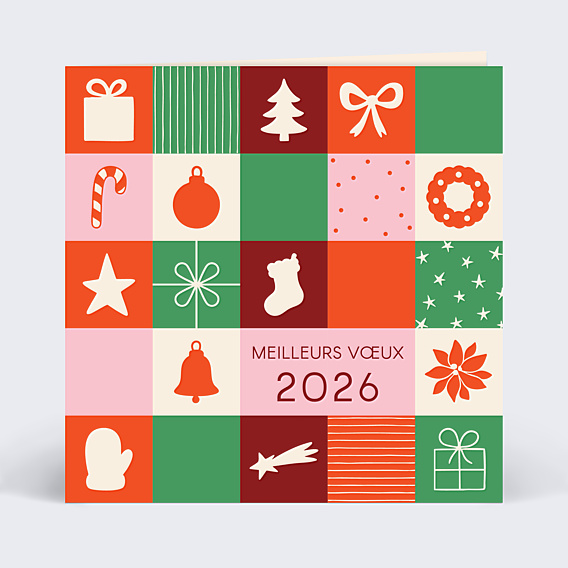 Carte de vœux entreprise Pêle-mêle de Noël