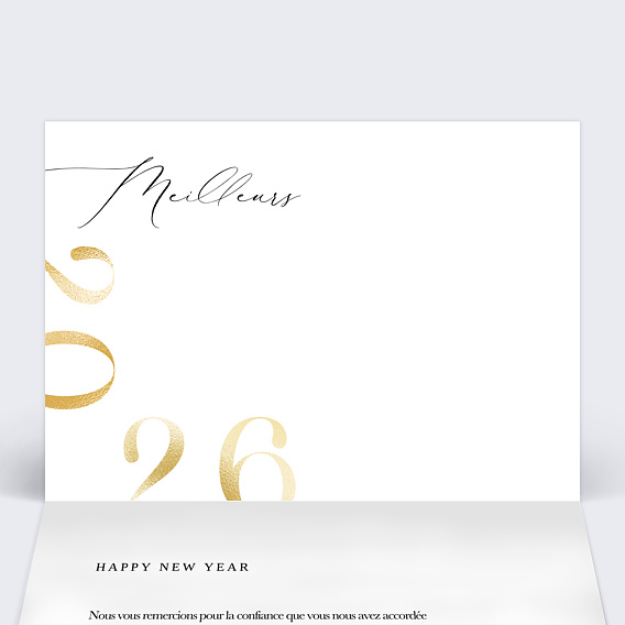 Carte de vœux entreprise Calendrier Élégante Calligraphie Intérieur Gauche