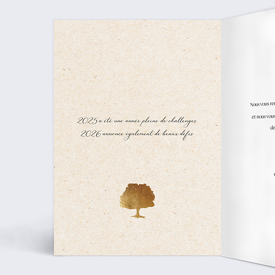 Carte de vœux entreprise Arbre fleuri Intérieur Gauche