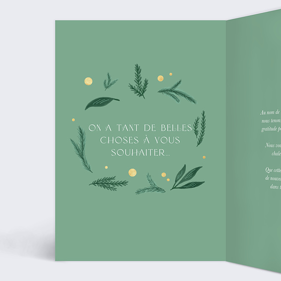 Carte de vœux entreprise Sapin et logo Intérieur Gauche