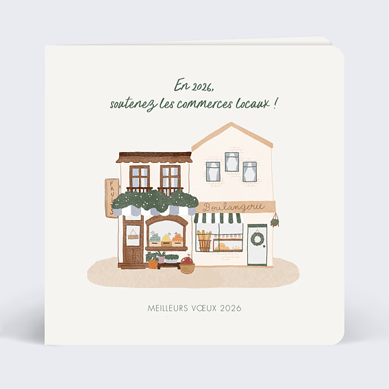 Carte de vœux entreprise Petits Commerçants Après 1
