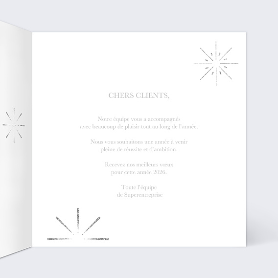 Carte de vœux entreprise Feux d'artifice argent Intérieur Droit