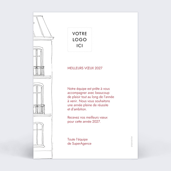 Carte de Voeux Entreprise Façade illustrée