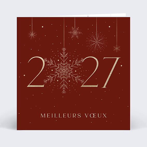 Carte de vœux entreprise Vœux enneigés rouge avec chocolat
