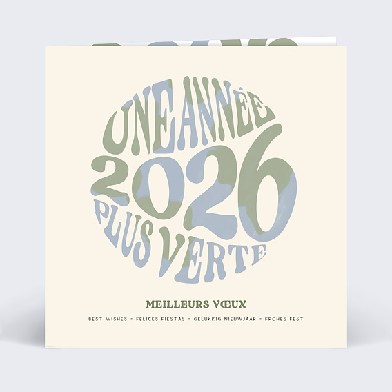 Carte de vœux entreprise Texte Planète Recto