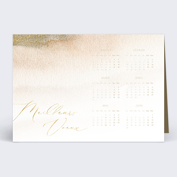 Carte de vœux entreprise Calendrier Sobres Scintillements Recto