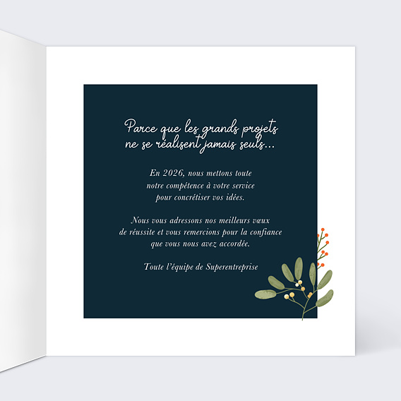 Carte de vœux entreprise Année Florissante Intérieur Droit