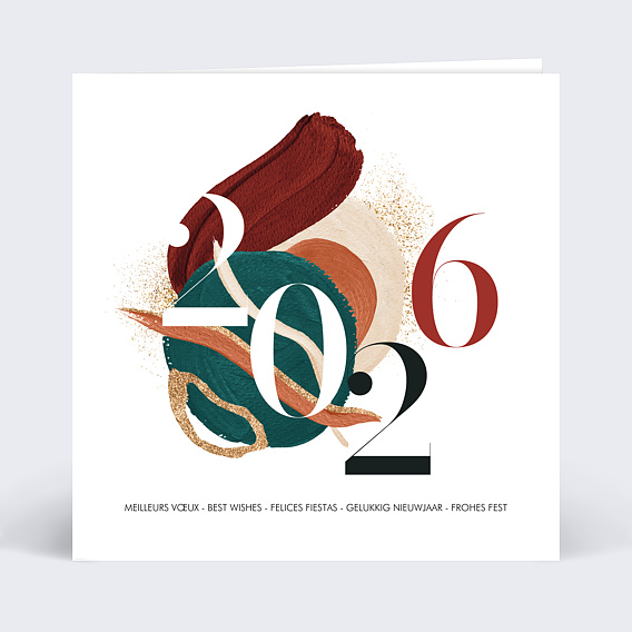 Carte de vœux entreprise Coup de pinceau terracotta avec chocolat Recto