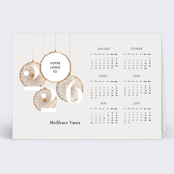 Carte de Voeux Entreprise Calendrier boules de noël logo