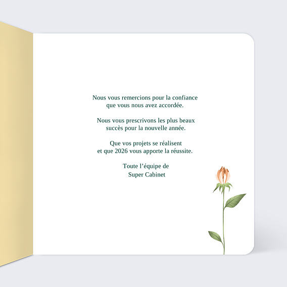 Carte de vœux entreprise Cycle Floraison Intérieur Droit