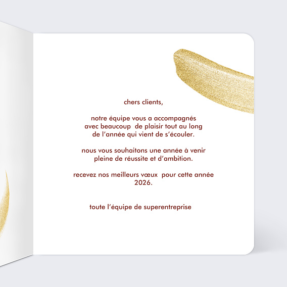 Carte de vœux entreprise Peinture Éclatante Bordeaux Intérieur Droit