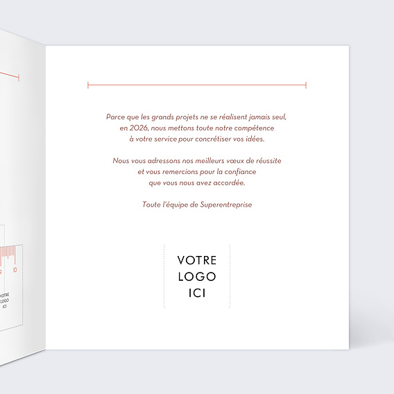Carte de vœux entreprise Découpe Mesures Intérieur Droit