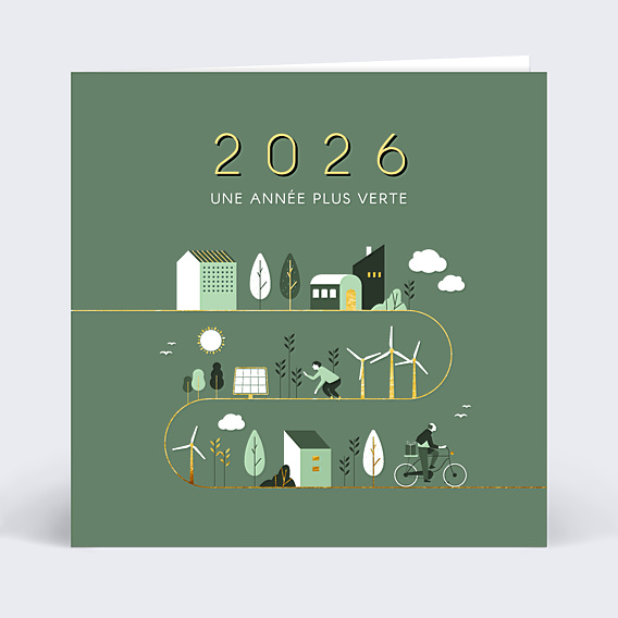 Carte de vœux entreprise Année plus Verte avec graines