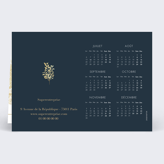 Carte de vœux entreprise Calendrier arbre Verso