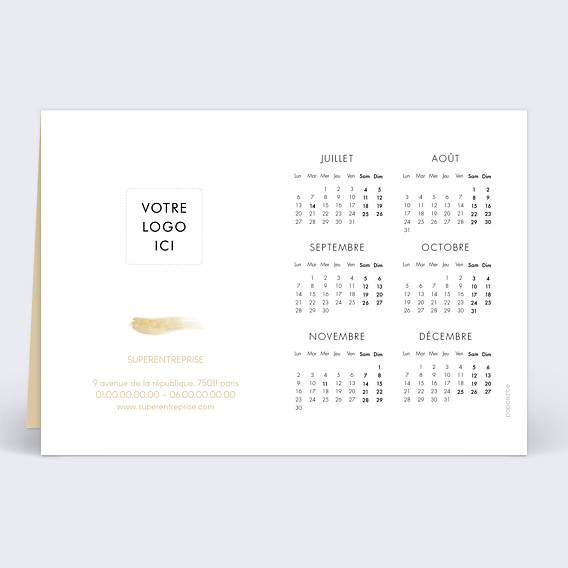 Carte de vœux entreprise Calendrier Éclat Verso