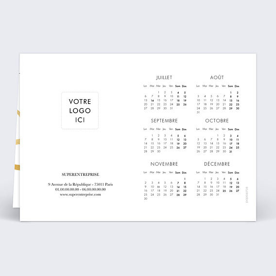 Carte de vœux entreprise Calendrier Élégante Calligraphie Verso