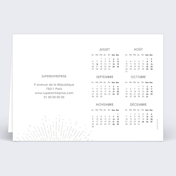 Carte de vœux entreprise Explosion Logo Calendrier Verso