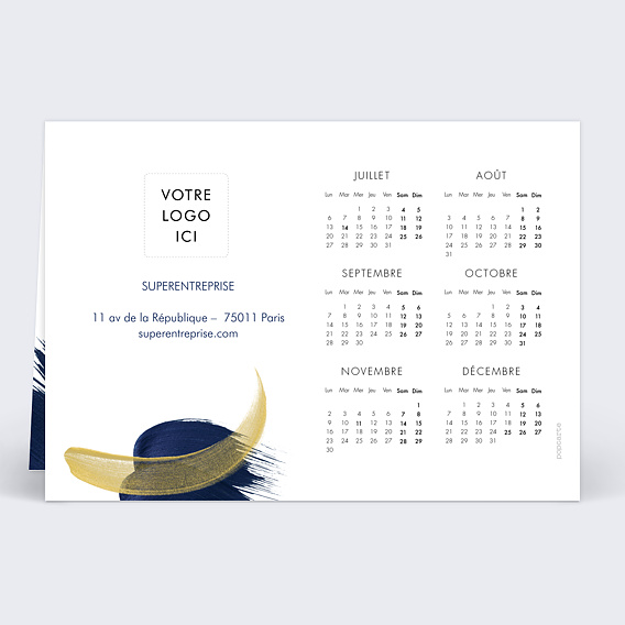 Carte de vœux entreprise Peinture éclatante Calendrier Verso