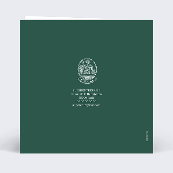 Carte de vœux entreprise Panonceau du notaire Verso