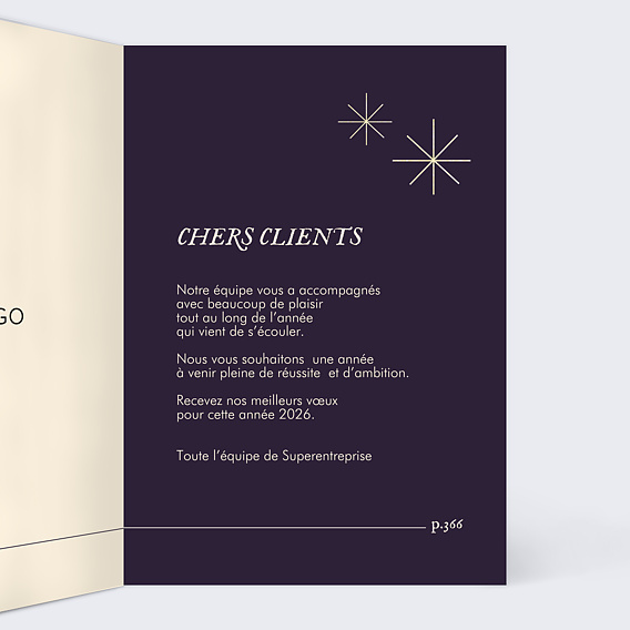 Carte de vœux entreprise Nouvelles Opportunités Intérieur Droit