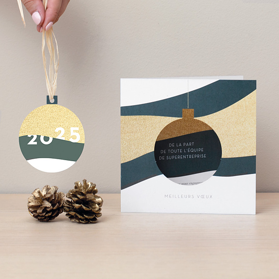 Carte de vœux entreprise Découpe Boule de Noël Après 4