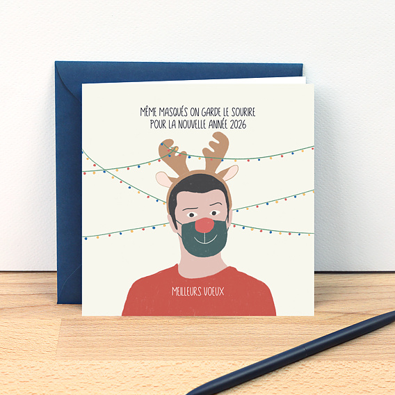 Carte de vœux entreprise Masque de Fêtes Après 4
