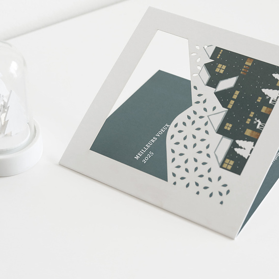 Carte de vœux entreprise Village de Montagne Après 4