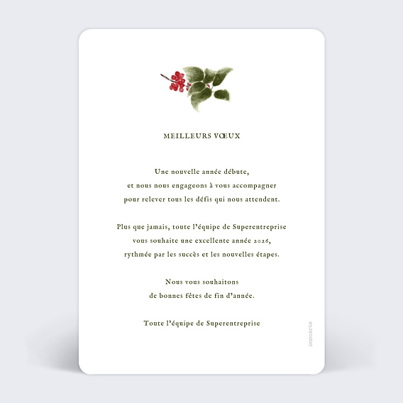 Carte de vœux entreprise Brin de Chance Verso