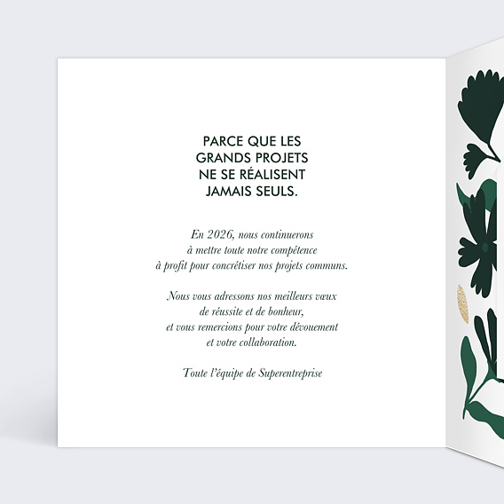 Carte de vœux entreprise Mains planète graines Intérieur Gauche