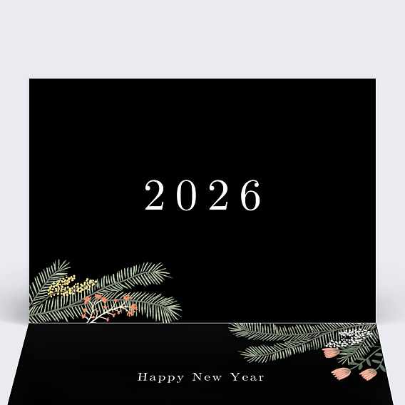 Carte de Voeux Entreprise Calendrier Cadre Floral Élégant