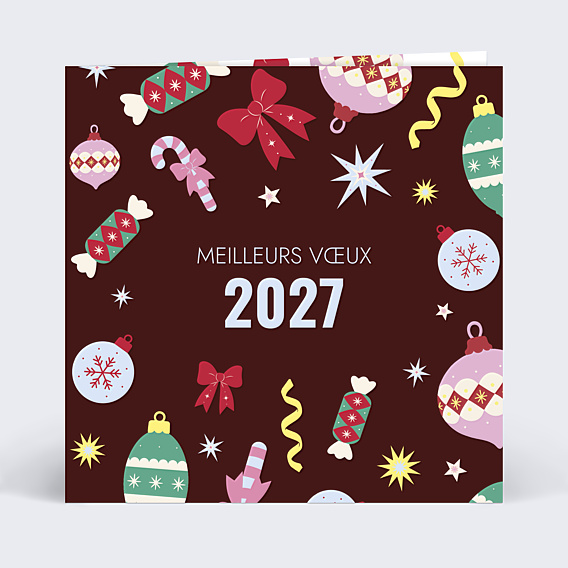 Carte de vœux entreprise Fun ornement