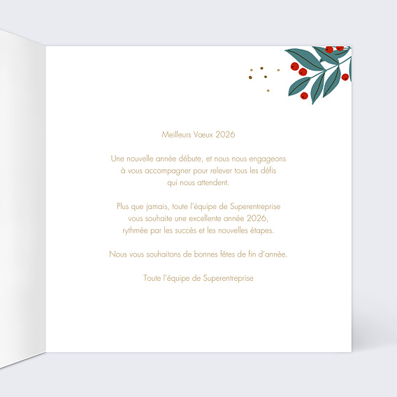 Carte de vœux entreprise Baies Rouges Intérieur Droit