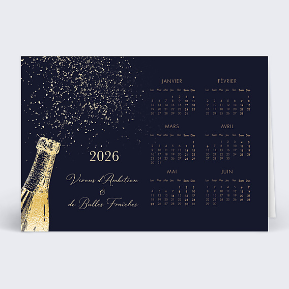 Carte de Voeux Entreprise Calendrier Bulles Fraîches