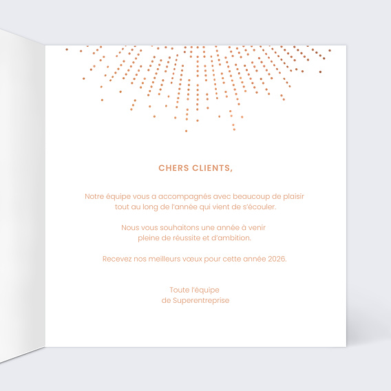Carte de vœux entreprise Explosion Logo Cuivre Intérieur Droit