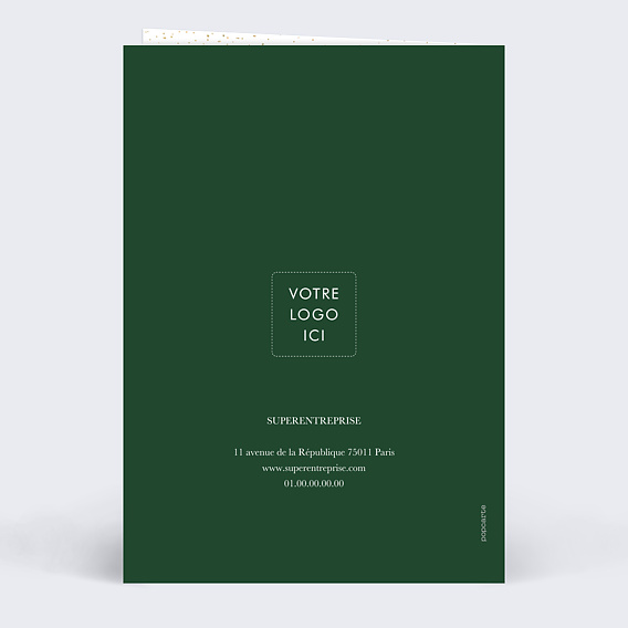 Carte de vœux entreprise Sous la neige vert Verso